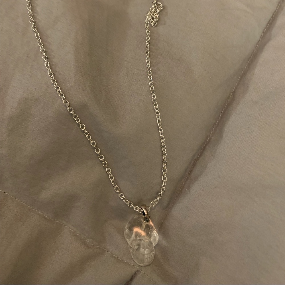 Clear Quartz Crystal Skull Necklace